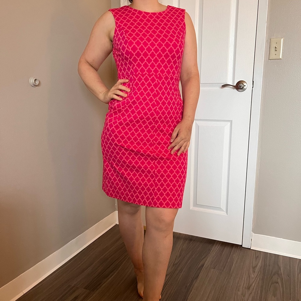 Lands' End Pink Sheath Dress Sleeveless Bateau Neckline